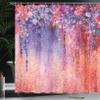 Ambesonne Flower Shower Curtain, Abstract Herbs Alternative Medicine Blossoms Ivy Back Florets Shrubs Design, Cloth Fabric Bathroom Decor Set with Hooks, 69" W x 84" L, Salmon Violet view 3