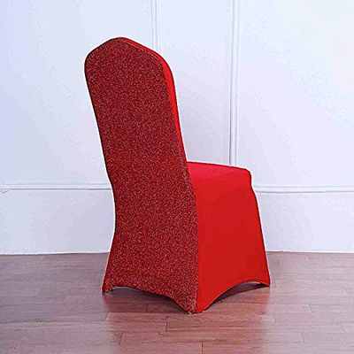 BalsaCircle 25 pcs Red Metallic Spandex Stretchable Banquet Chair Covers Slipcovers for Wedding Party Reception Decorations