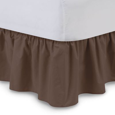 Bed Skirt - Ruffled Bed Skirt (California King, Chocolate) 12 Inch Drop Dust Ruffle with Platform, 100% Cotton 800 Thread Count Fabric - Dust Ruffle Bedskirt for Easy Fitting and Easy Care