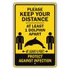 Afterprints Please Keep Your Distance at Least 1 Dolphin Apart Indoor Outdoor Caution Novelty Aluminum Metal Sign 12"x18" view 1