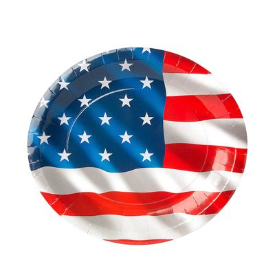 Fun Express Patriotic Banquet Plates  Ideal for Fourth of July Memorial Day & Veterans Day Parties  Red White & Blue Themed Party Supplies for BBQs Family Gatherings Outdoor Celebration  25 Pieces