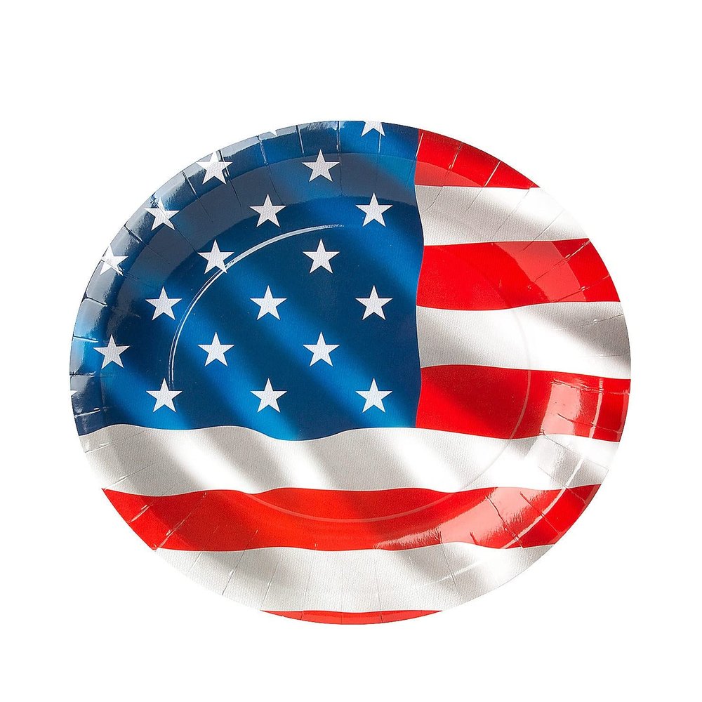 Fun Express Patriotic Banquet Plates Ideal for Fourth of July Memorial Day & Veterans Day Parties Red White & Blue Themed Party Supplies for BBQs Family Gatherings Outdoor Celebration 25 Pieces