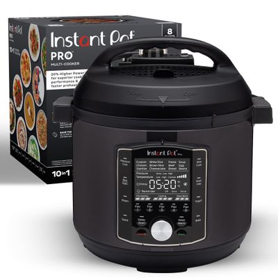 Instant Pot Pro (8 QT) 10-in-1 Pressure Cooker, Slow Cooker, Rice/Grain Cooker, Steamer, Saut, Sous Vide, Yogurt Maker, Sterilizer, and Warmer, Includes App with Over 800 Recipes, Black