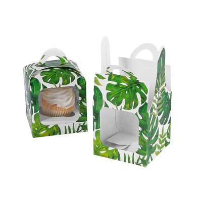 Fun Express Palm Leaf Cupcake Box with Handle  Eco-Friendly Sturdy Cupcake Boxes for Treats Gifts and Party Favors  Perfect for Birthdays Showers Weddings and Special Occasions  12 Pieces