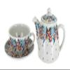 Blue Rose Polish Pottery - Red Tara Tea For One - 7.5" Tall - Decorative Teapot with Matching Cup, Unique Gift for Tea Lovers and Collectors view 2