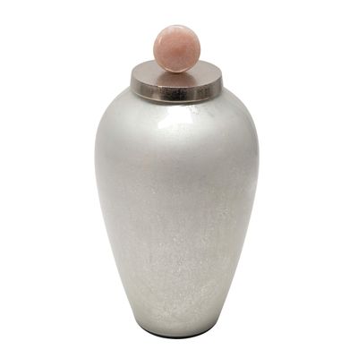 21" Glass Vase W/Blush Knob, Silver