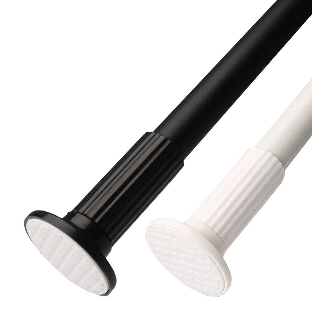 CXYGZLJ Shower Curtain Rail No Drilling Telescopic Rod Curtain Rail 80 cm to 167 cmStainless Steel Extendable Clothes Rail Adjustable Pull Rod (Color : White, Size : 80-117cm)