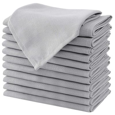 H.VERSAILTEX Cloth Napkins Set of 12 (18" X 18") Linen Textured Dinner Napkins Waterproof Extra Soft Thick Durable Reusable Napkins with Hemmed Edges for Dinners, Weddings and Everyday Use, Grey