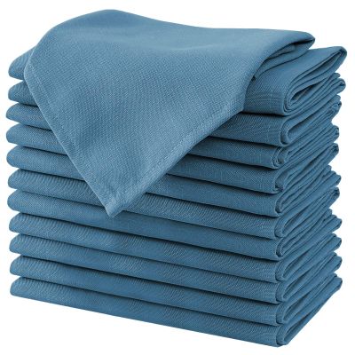 H.VERSAILTEX Cloth Napkins Set of 12 (18" X 18") Linen Textured Dinner Napkins Waterproof Extra Soft Thick Durable Reusable Napkins with Hemmed Edges for Dinners, Weddings and Everyday Use, Ink Blue