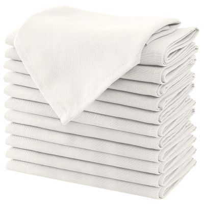 H.VERSAILTEX Cloth Napkins Set of 12 (18" X 18") Linen Textured Dinner Napkins Waterproof Extra Soft Thick Durable Reusable Napkins with Hemmed Edges for Dinners, Weddings and Everyday Use, Ivory