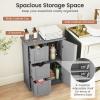 Giantex Bathroom Floor Cabinet, Wooden Storage Cabinet with 1 Door & 3 Drawer, Free Standing Entryway Cupboard, Space-Saving Cabinet view 3