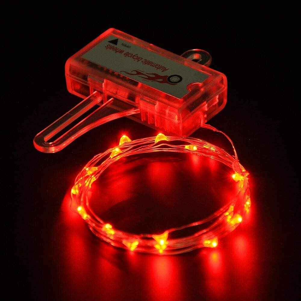 Red LED Bicycle Bike Cycling Rim Lights Manual Open & Close Wheel Spoke Light String