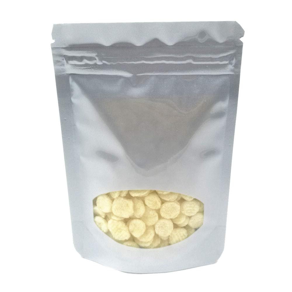 MITOB 100 Pcs Stand Up Silver Mylar Bags Resealable Plastic Window Pouch