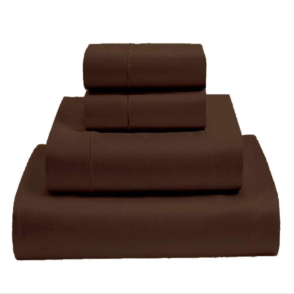 MGPS 100% Giza Egyptian Dreams Cotton, [4 PCs] 12" Deep Pocket Bed Sheet Set, Giza-Cotton-My-Sheets-&-Pillow-Cases, Finest Long Staple, Soft Sateen Weave |Queen-XL, Chocolate|