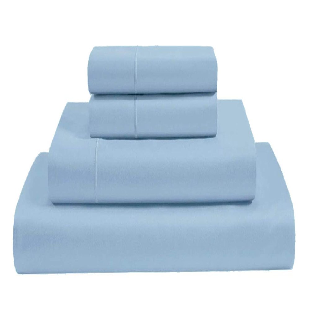 MGPS 100% Giza Egyptian Dreams Cotton, [4 PCs] 15" Deep Pocket Bed Sheet Set, Giza-Cotton-My-Sheets-&-Pillow-Cases, Finest Long Staple, Soft Sateen Weave |Queen-XL, Light Blue|