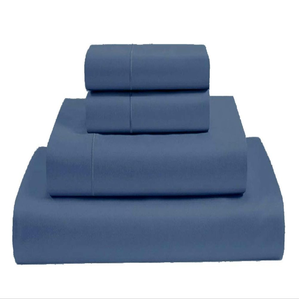 MGPS 100% Giza Egyptian Dreams Cotton, [4 PCs] 12" Deep Pocket Bed Sheet Set, Giza-Cotton-My-Sheets-&-Pillow-Cases, Finest Long Staple, Soft Sateen Weave |Twin XL, Mediterranean Blue|