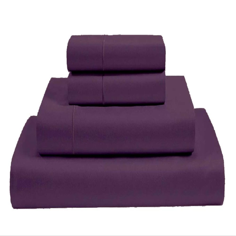 MGPS 100% Giza Egyptian Dreams Cotton, [4 PCs] 12" Deep Pocket Bed Sheet Set, Giza-Cotton-My-Sheets-&-Pillow-Cases, Finest Long Staple, Soft Sateen Weave |Twin XL, Plum|