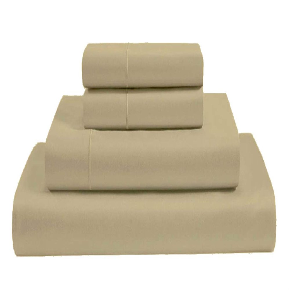 MGPS 100% Giza Egyptian Dreams Cotton, [4 PCs] 12" Deep Pocket Bed Sheet Set, Giza-Cotton-My-Sheets-&-Pillow-Cases, Finest Long Staple, Soft Sateen Weave |Queen-XL, Taupe|