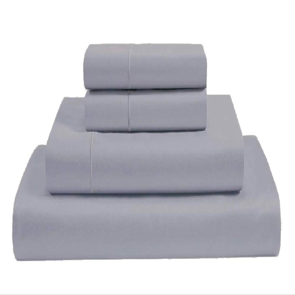 MGPS 100% Giza Egyptian Dreams Cotton, [4 PCs] 12" Deep Pocket Bed Sheet Set, Giza-Cotton-My-Sheets-&-Pillow-Cases, Finest Long Staple, Soft Sateen Weave |Queen-XL, Light Grey|