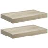 vidaXL Stylish Set of 2 Floating Wall Shelves for Display and Storage, Oak Finish Honeycomb MDF and Metal Frame, Invisible Mount, 15.7"x9.1"x1.5" Dimensions view 1
