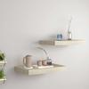 vidaXL Stylish Set of 2 Floating Wall Shelves for Display and Storage, Oak Finish Honeycomb MDF and Metal Frame, Invisible Mount, 15.7"x9.1"x1.5" Dimensions view 2