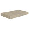 vidaXL Stylish Set of 2 Floating Wall Shelves for Display and Storage, Oak Finish Honeycomb MDF and Metal Frame, Invisible Mount, 15.7"x9.1"x1.5" Dimensions view 4