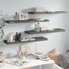 vidaXL Wall Shelves 4 Pcs, Floating Display Shelves, Wall Mounted for Photo Frame Trophy Planter Pot, Modern, High Gloss Gray view 2