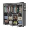 ACCSTORE Portable Wardrobe Clothing Wardrobe Shelves Clothes Storage Organiser with 4 Hanging Rail,Grey view 1