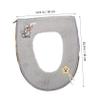 Cabilock 1pc Soft Warm Toilet Seat Cushion with Back Sticky Button Design Cartoon Pattern Comfortable Reusable for Use Grey view 4