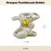 5-inch Gold Octopus Toothbrush Holder - Resin Bathroom Organizer with Mother & Baby Design, Nautical Theme Decor & Suction Cup Base view 2