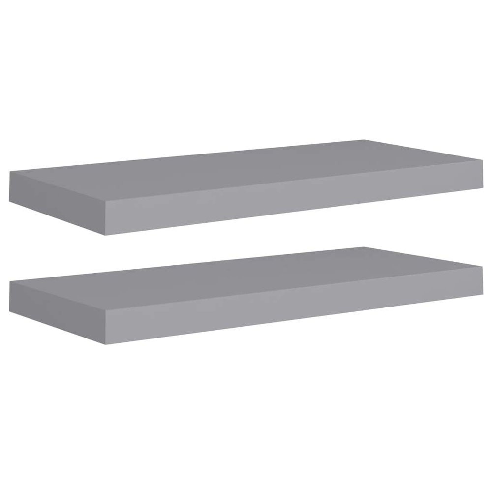 vidaXL Floating Wall Shelves, Set of 2, Gray, 23.6"x9.3"x1.5", Stylish Honeycomb MDF and Metal Frame, Easy to Install, Suitable for Books, Collectibles, Decorations