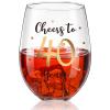 Patelai 40th Birthday Wine Glass to 40 Years 40th Birthday Gifts Fabulous Gold Stemless Wine Glass for Women and Men Present Party Wedding Anniversary Party Decorations, 17 oz Stemless view 1
