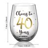 Patelai 40th Birthday Wine Glass to 40 Years 40th Birthday Gifts Fabulous Gold Stemless Wine Glass for Women and Men Present Party Wedding Anniversary Party Decorations, 17 oz Stemless view 3