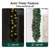 10Ft Christmas Garland with 50 LED Lights - 2 Pack Pre-lit Outdoor Xmas Garland with Timer - Pine Garland with Red Berries Snow Pine Cones - 10 Foot by 10 Inch view 4