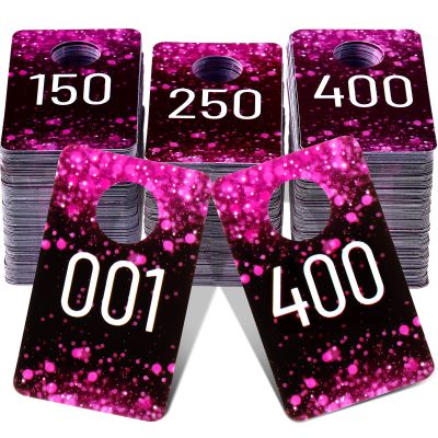Jetec Live Plastic Number Tags, Consecutive Reusable Normal and Mirrored Image Number Tags for Live Coat Room Hanger Cards(Rose Red, 400 Pieces)