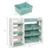 Costzon Toy Storage Organizer, 4-Tier Toy Shelf w/ 6 Removable Plastic Bins for Books Toys, Toddler Toy Bookcase Toy Rack for Playroom, Kids Room, Bedroom, Daycare, Nursery view 3