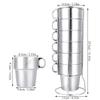 10 Oz Espresso Cups Insulated Coffee Mugs Set of 6, Stainless Steel Coffe Cups Stackable Coffee Mug with Handle and Mug Rack view 4