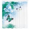 Ambesonne Floral Shower Curtain, Nature Theme Wild Flowers Monarch Flying Butterflies Lily on Lake Therapy Spa, Cloth Fabric Bathroom Decor Set with Hooks, 69" W x 84" L, Almond Green view 2