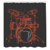 Ambesonne Rock Music Shower Curtain, Doodle Drawing Sketch Drummer Musical Inspirations Monochrome Arrangement, Cloth Fabric Bathroom Decor Set with Hooks, 69" W x 75" L, Vermilion Dimgray view 2