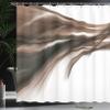 Ambesonne Abstract Shower Curtain, Modern Contemporary Abstract Smooth Lines Blurred Smock Art Flowing Rays Print, Cloth Fabric Bathroom Decor Set with Hooks, 69" W x 75" L, Brown Caramel view 3
