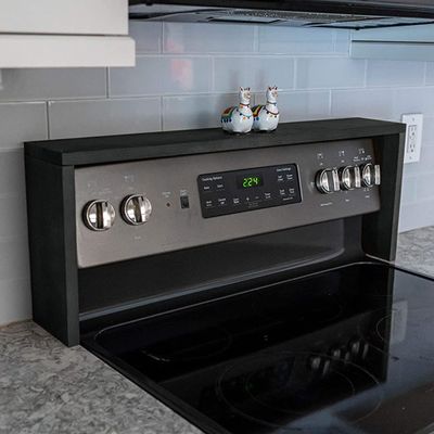 RELODECOR Over the Stove Spice Rack Shelf, Stove Top Organizer for Kitchen, 5.5 Inch Width (Ebony)