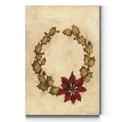 WEXFORD HOME Poinsettia Wreath Wall Art, Festive Christmas & Winter Decorations, Beautiful Holiday Decor, Premium Gallery Wrapped Canvas Decor, Ready to Hang, 18 in H x 27 in W, Made in America