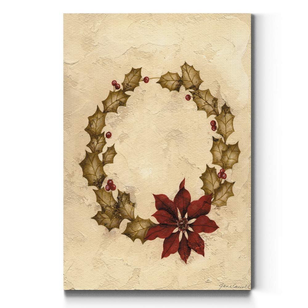 WEXFORD HOME Poinsettia Wreath Wall Art, Festive Christmas & Winter Decorations, Beautiful Holiday Decor, Premium Gallery Wrapped Canvas Decor, Ready to Hang, 18 in H x 27 in W, Made in America