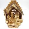 Carved from Bethlehem Olive Wood Christmas Nativity Story Set with Stable (11" Stable with 5" Faceless Figurines) view 1