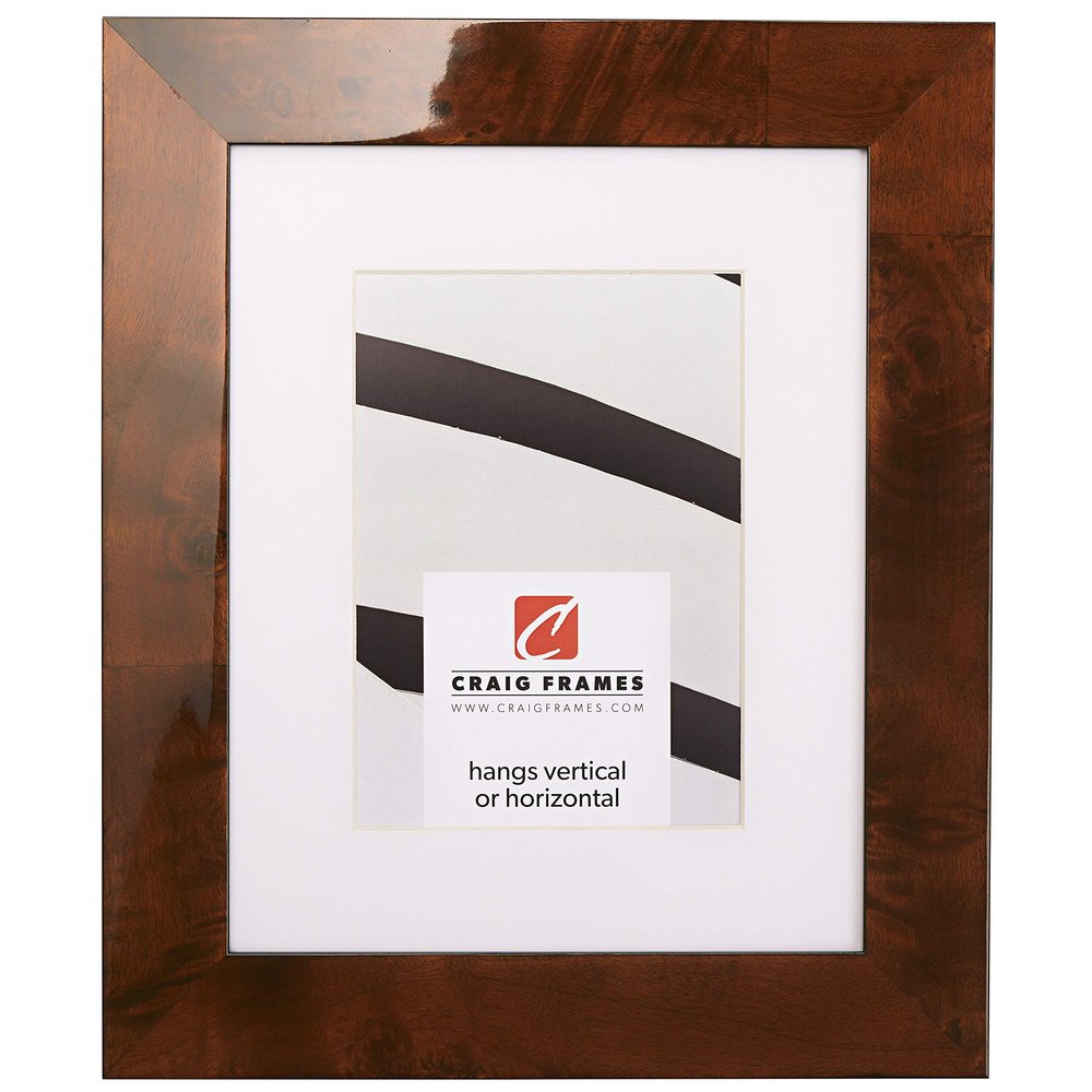 Craig Frames Innovations, 14 x 18 Inch Picture Frame Matted to Display a 10 x 13 Inch Photo, Walnut Brown Burl