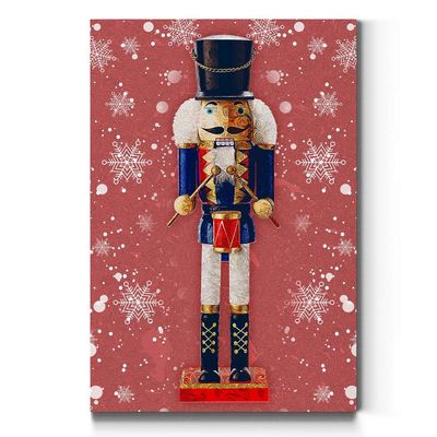 WEXFORD HOME Nutcracker on Red Wall Art, Festive Christmas & Winter Decorations, Cute Snowflake Design, Premium Gallery Wrapped Canvas Decor, Ready to Hang, 8 in H x 12 in W, Made in America
