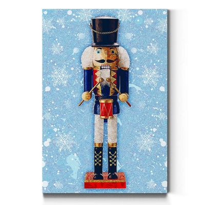 WEXFORD HOME Nutcracker on Blue Wall Art, Festive Christmas & Winter Decorations, Cute Snowflake Design, Premium Gallery Wrapped Canvas Decor, Ready to Hang, 8 in H x 12 in W, Made in America