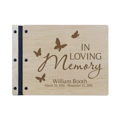 LifeSong Milestones Personalized Funeral Service Guest Book Engraved Wood Memorial Guestbook Celebration of Life Remembrance in Loving Memory Keepsake13.5x10 (Maple)
