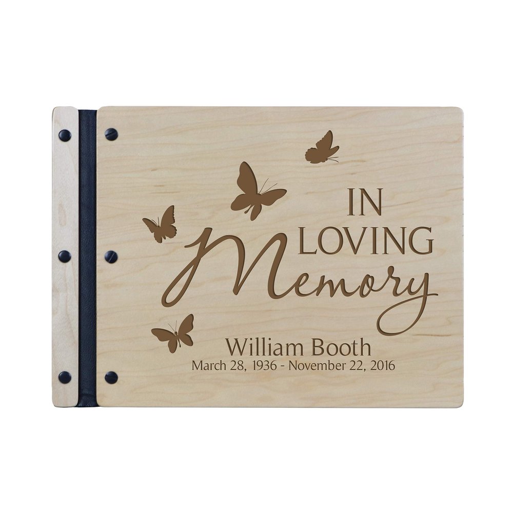 LifeSong Milestones Personalized Funeral Service Guest Book Engraved Wood Memorial Guestbook Celebration of Life Remembrance in Loving Memory Keepsake13.5x10 (Maple)