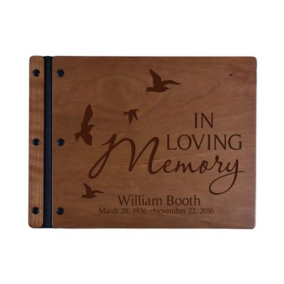 LifeSong Milestones Personalized Funeral Service Guest Book Engraved Wood Memorial Guestbook Celebration of Life Remembrance in Loving Memory Keepsake13.5x10 (Cherry)